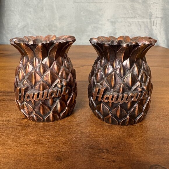 Vintage Hawaiian Pineapple Toothpick Candle Holder Metal 2.5” Tall  Tourist - Picture 1 of 5